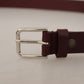 Dolce & Gabbana Maroon Calf Leather Silver Tone Metal Buckle Belt