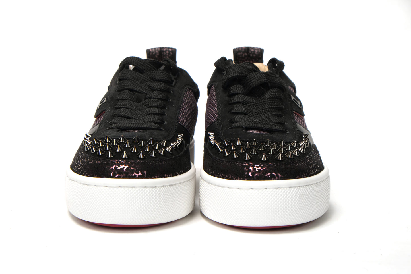 Christian Louboutin Version Black Happy Rui Spikes Flat Suede Sneakers