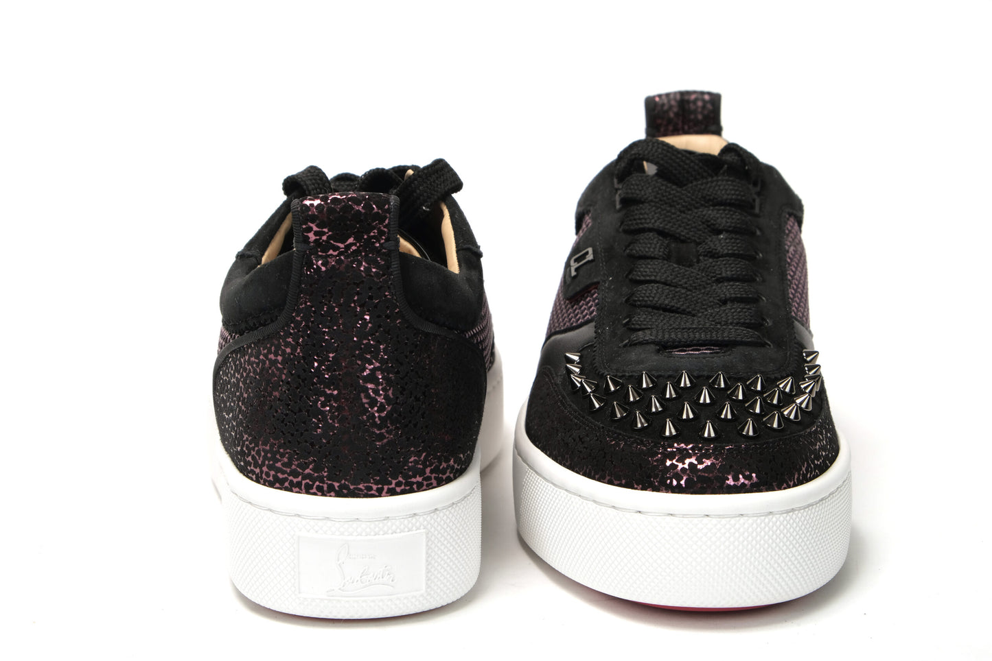 Christian Louboutin Version Black Happy Rui Spikes Flat Suede Sneakers