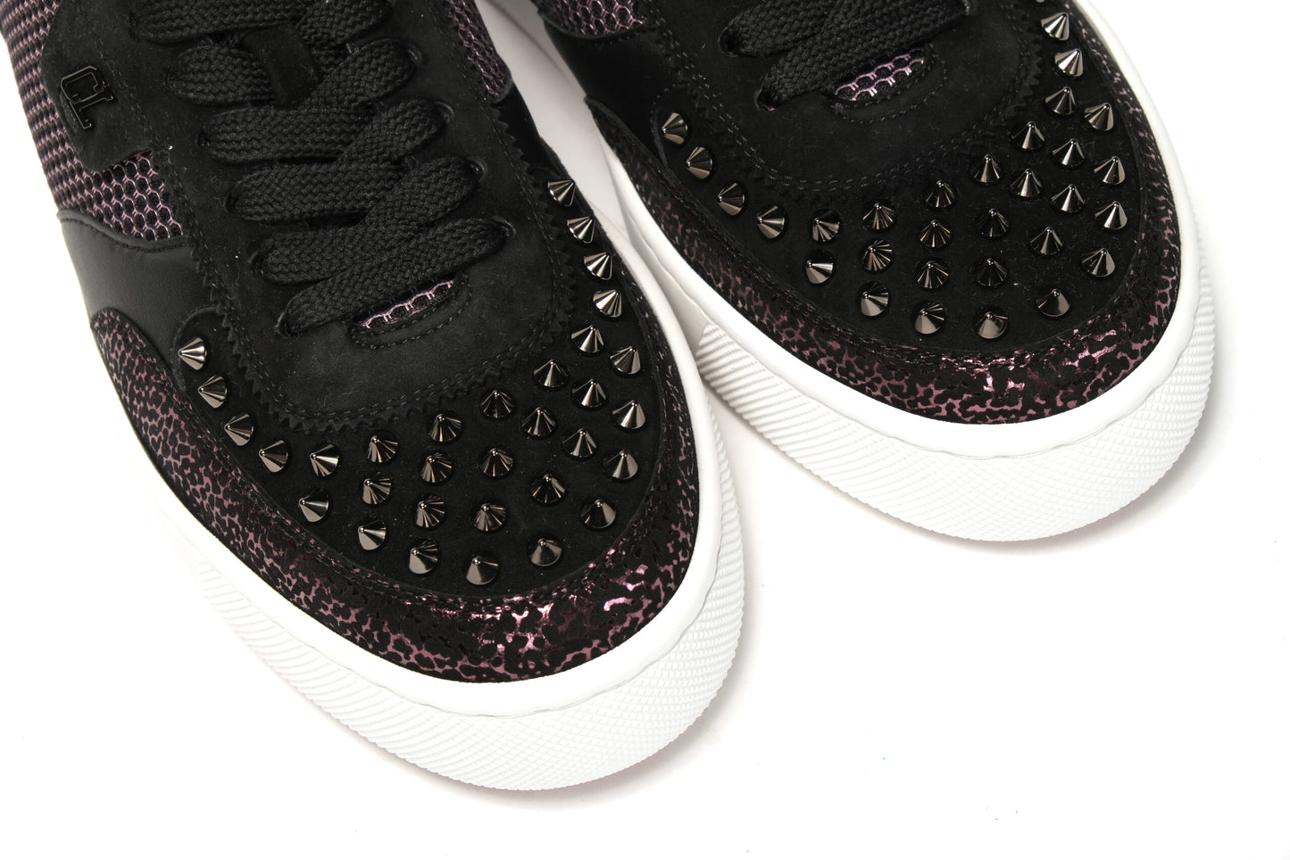 Christian Louboutin Version Black Happy Rui Spikes Flat Suede Sneakers