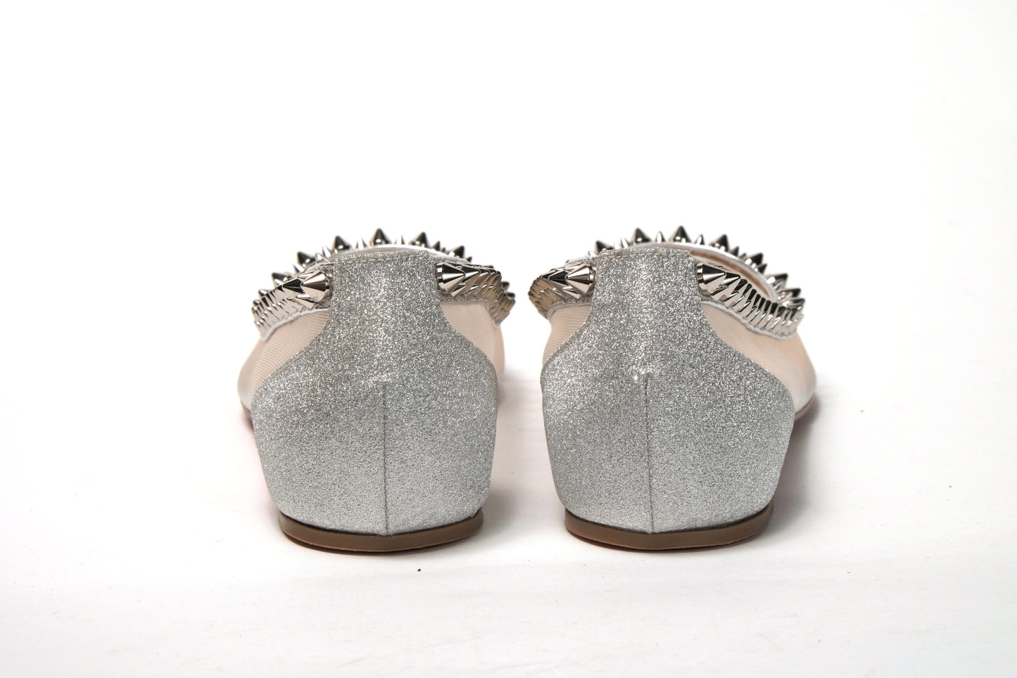 Christian Louboutin Silver Spike Point Toe Flats