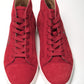 Christian Louboutin Loubi Red Version Navy Louis Strass Flat Suede High Top Sneakers