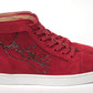 Christian Louboutin Loubi Red Version Navy Louis Strass Flat Suede High Top Sneakers