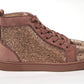 Christian Louboutin Faro Red Crystals Louis Orlato Flat Veau Suede High Top Sneakers