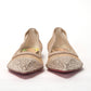 Christian Louboutin Nude Silver Swarovski Crystals Point Toe Flats