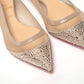 Christian Louboutin Nude Silver Swarovski Crystals Point Toe Flats