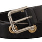 Dolce & Gabbana Black Leather Eyelet Silver Tone Metal Buckle Belt