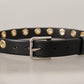 Dolce & Gabbana Black Leather Eyelet Silver Tone Metal Buckle Belt