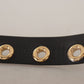 Dolce & Gabbana Black Leather Eyelet Silver Tone Metal Buckle Belt