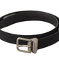 Dolce & Gabbana Black Canvas Leather Silver Tone Metal Buckle Belt