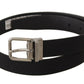 Dolce & Gabbana Black Canvas Leather Silver Tone Metal Buckle Belt