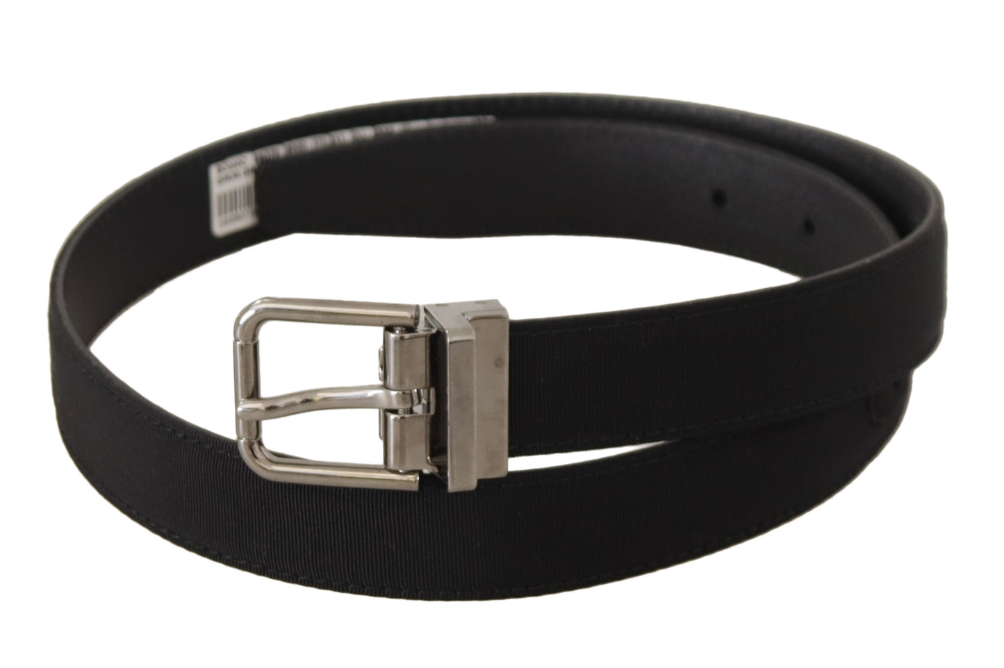 Dolce & Gabbana Black Canvas Leather Silver Tone Metal Buckle Belt