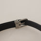 Dolce & Gabbana Black Canvas Leather Silver Tone Metal Buckle Belt