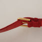 Dolce & Gabbana Red Velvet Gold Logo Engraved Metal Buckle Belt