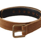 Dolce & Gabbana Brown Velvet Bronze Vintage Logo Metal Buckle Belt