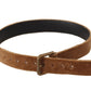 Dolce & Gabbana Brown Velvet Bronze Vintage Logo Metal Buckle Belt