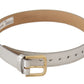 Dolce & Gabbana Silver Leather Gold Tone Logo Metal Buckle Belt