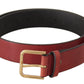 Dolce & Gabbana Red Leather Gold Logo Engraved Metal Buckle Belt