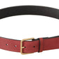 Dolce & Gabbana Red Leather Gold Logo Engraved Metal Buckle Belt