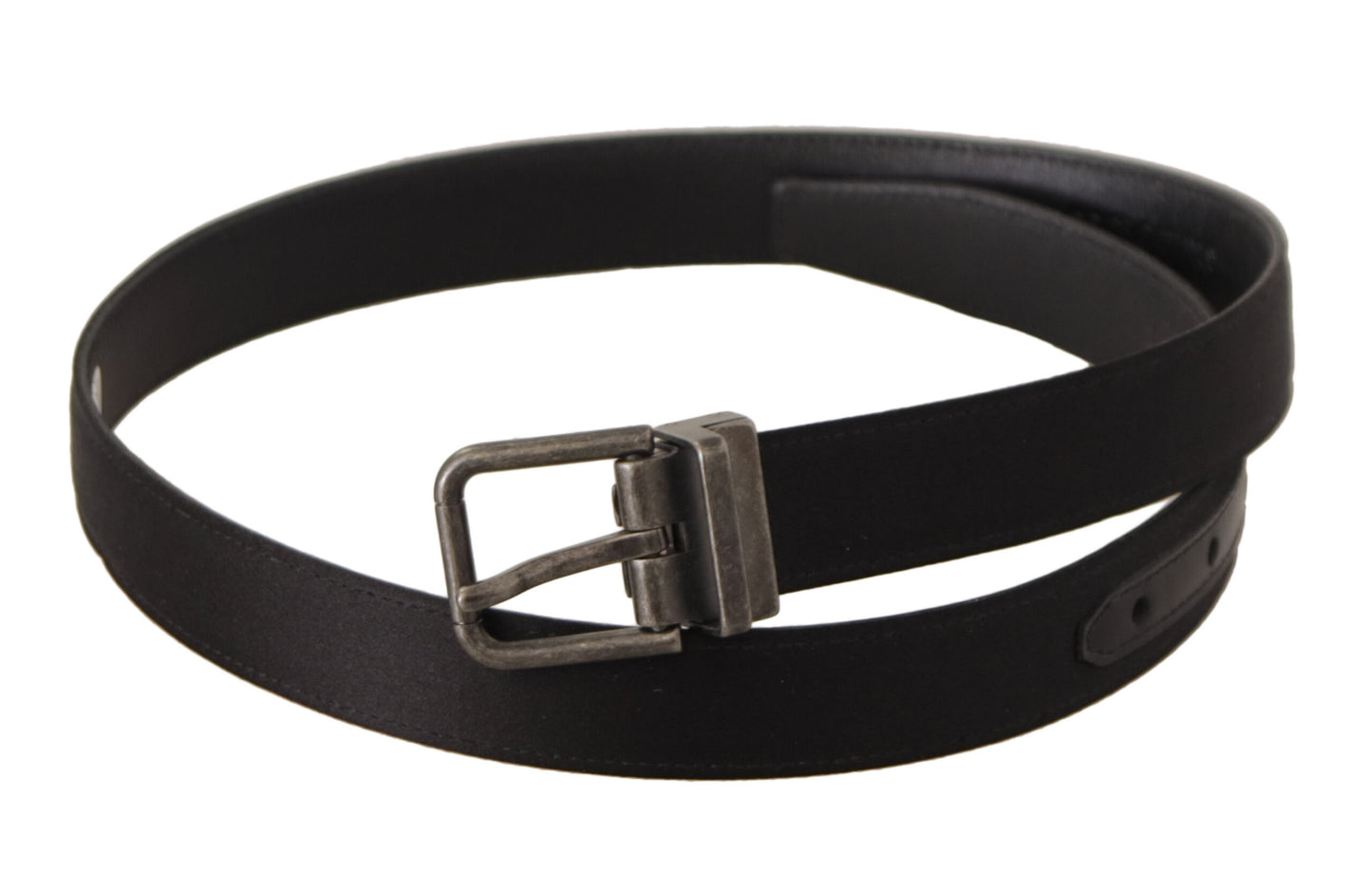 Dolce & Gabbana Black Calfskin Leather Vintage Metal Buckle Belt