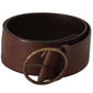 Dolce & Gabbana Dark Brown Wide Waist Leather Metal Round Buckle Belt