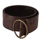 Dolce & Gabbana Dark Brown Wide Calf Leather Logo Round Buckle Belt