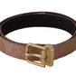 Dolce & Gabbana Rose Gold Leather Logo Engraved Metal Buckle Belt