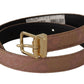 Dolce & Gabbana Rose Gold Leather Logo Engraved Metal Buckle Belt