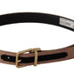 Dolce & Gabbana Rose Gold Leather Logo Engraved Metal Buckle Belt