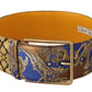 Dolce & Gabbana Blue Floral Patchwork Leather Wide Waist Buckle Belt