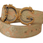 Dolce & Gabbana Gold Wide Waist Jacquard Baroque DG Logo Buckle Belt