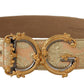 Dolce & Gabbana Gold Wide Waist Jacquard Baroque DG Logo Buckle Belt