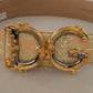 Dolce & Gabbana Gold Wide Waist Jacquard Baroque DG Logo Buckle Belt