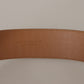 Dolce & Gabbana Brown Beige Leather Gold Metal Oval Buckle Belt