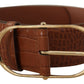 Dolce & Gabbana Brown Wide Waist Leather Gold Oval Metal Buckle Belt