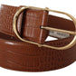 Dolce & Gabbana Brown Wide Waist Leather Gold Oval Metal Buckle Belt