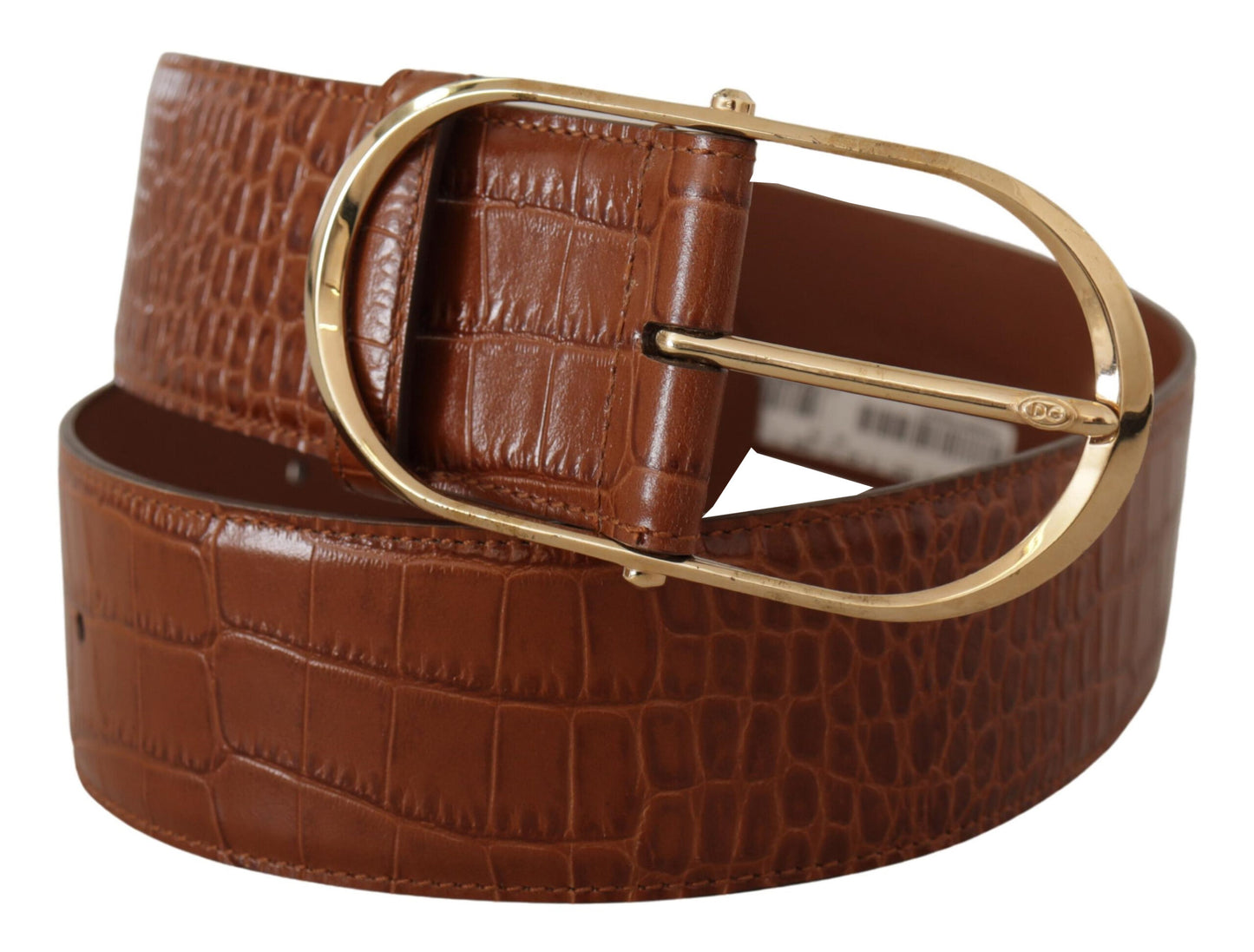 Dolce & Gabbana Brown Wide Waist Leather Gold Oval Metal Buckle Belt