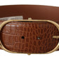 Dolce & Gabbana Brown Wide Waist Leather Gold Oval Metal Buckle Belt