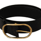 Dolce & Gabbana Black Embossed Leather Gold Tone Metal Buckle Belt