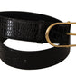 Dolce & Gabbana Black Embossed Leather Gold Tone Metal Buckle Belt