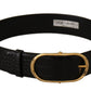 Dolce & Gabbana Black Embossed Leather Gold Tone Metal Buckle Belt