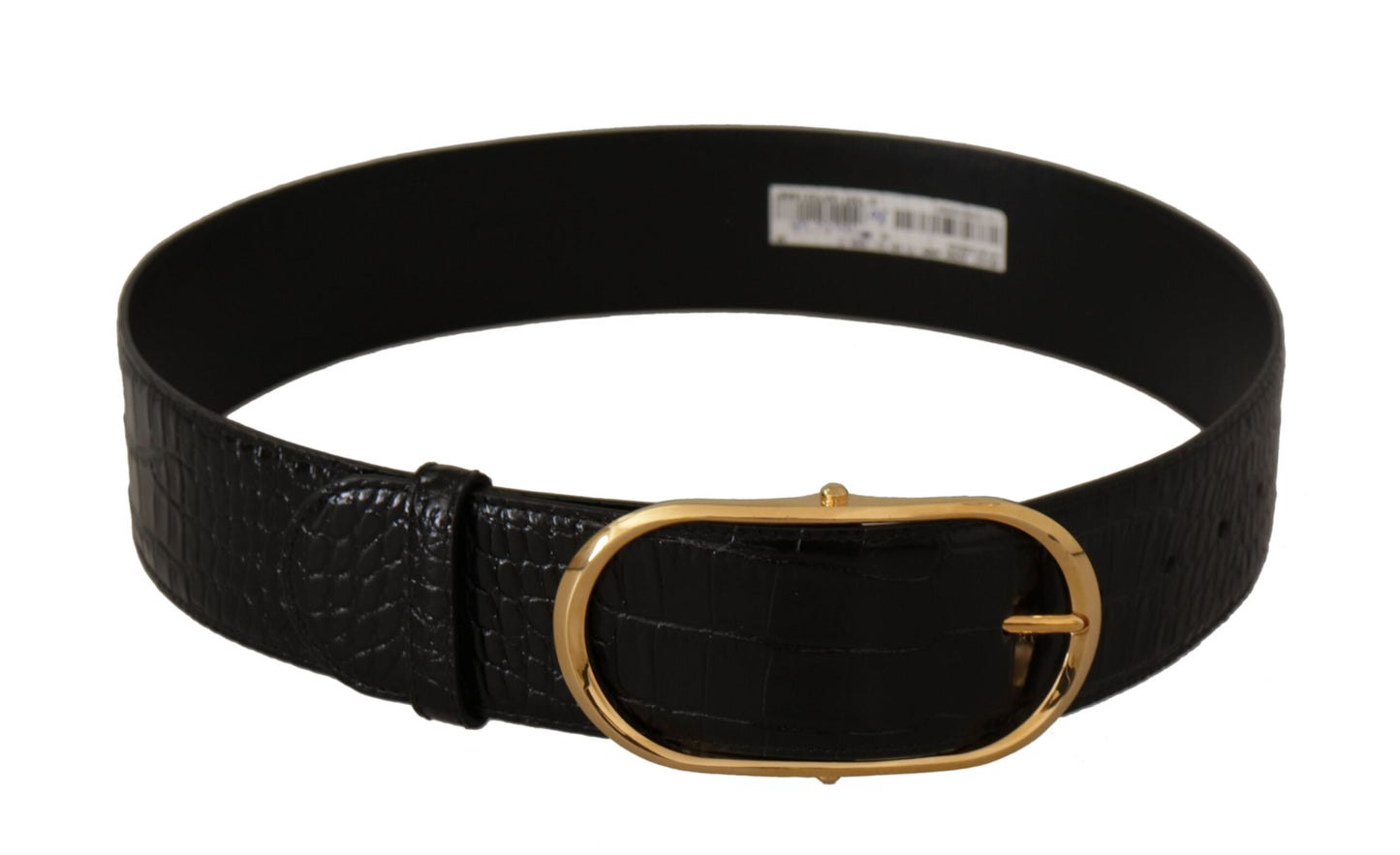 Dolce & Gabbana Black Embossed Leather Gold Tone Metal Buckle Belt