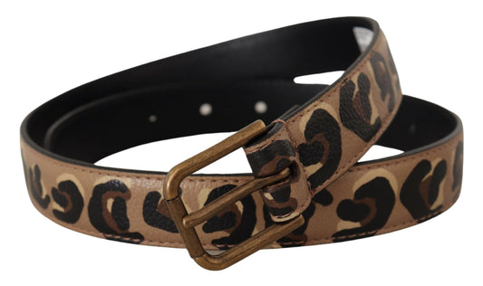 Dolce & Gabbana Brown Leopard Print Vintage Metal Waist Buckle Belt