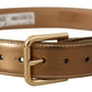 Dolce & Gabbana Bronze Calf Leather Gold Logo Waist Buckle Belt