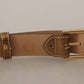 Dolce & Gabbana Bronze Calf Leather Gold Logo Waist Buckle Belt