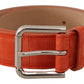 Dolce & Gabbana Orange Leather Suede Silver Logo Metal Buckle Belt