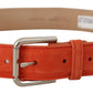 Dolce & Gabbana Orange Leather Suede Silver Logo Metal Buckle Belt