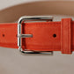 Dolce & Gabbana Orange Leather Suede Silver Logo Metal Buckle Belt