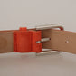 Dolce & Gabbana Orange Leather Suede Silver Logo Metal Buckle Belt