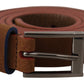 Dolce & Gabbana Brown Logo Engraved Metal Waist Buckle Belt